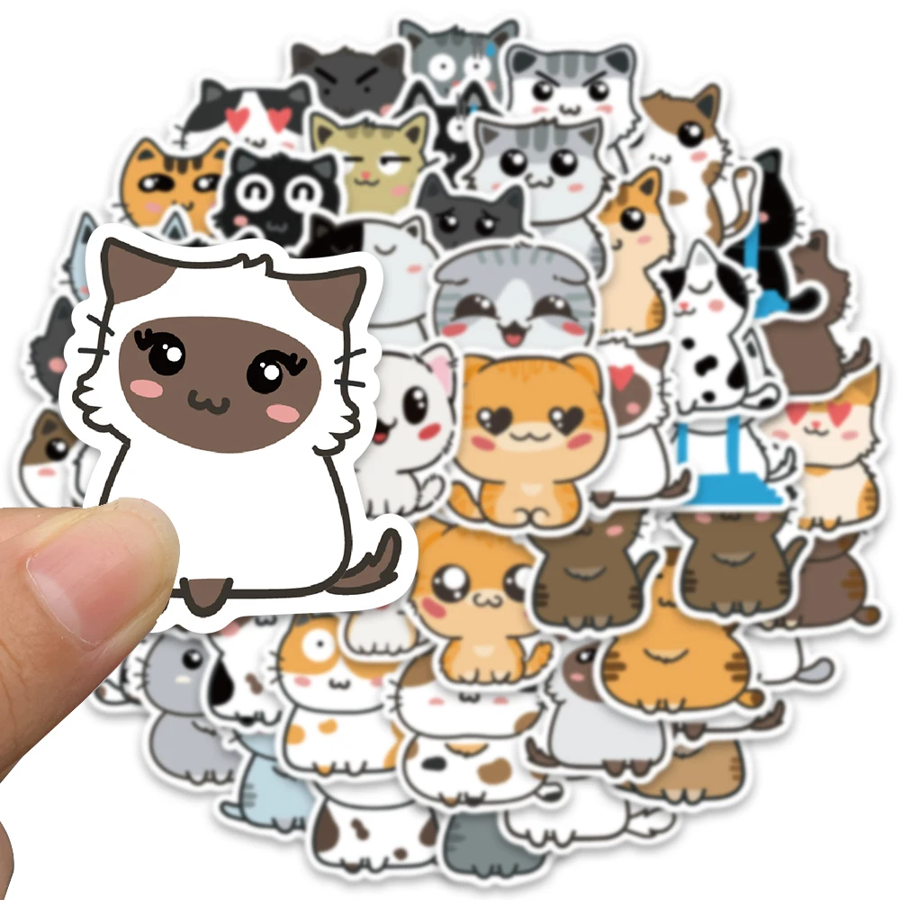 50pcs Cute Cartoon Cat Animal Stickers For Kid vinile impermeabile Laptop bagaglio Notebook Scrapbook bottiglie d'acqua Sticker decalcomania