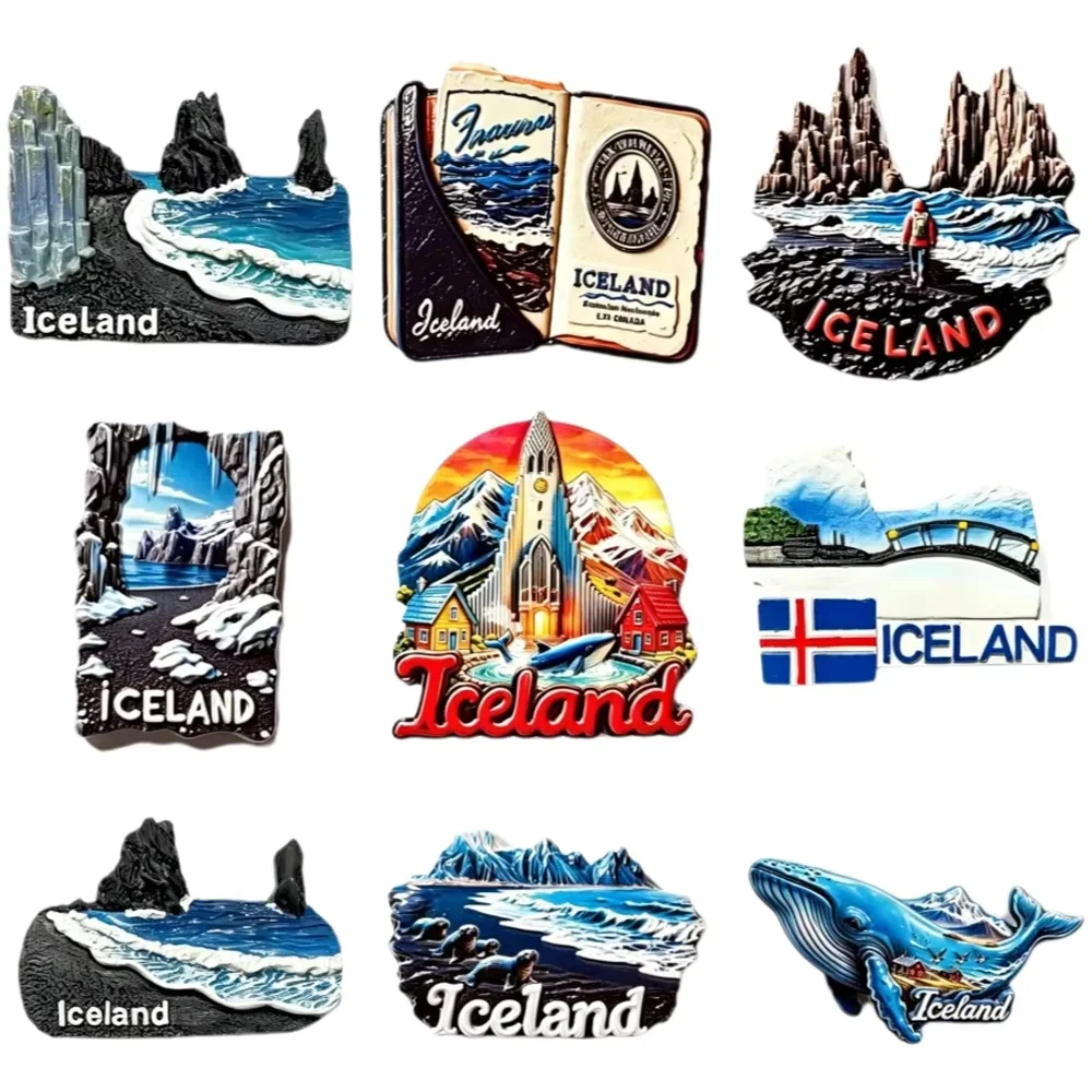 Iceland Black Sand Beach 3D Refrigerator Magnet Nordic Travel Souvenir Home Kitchen Decoration Creative Gift