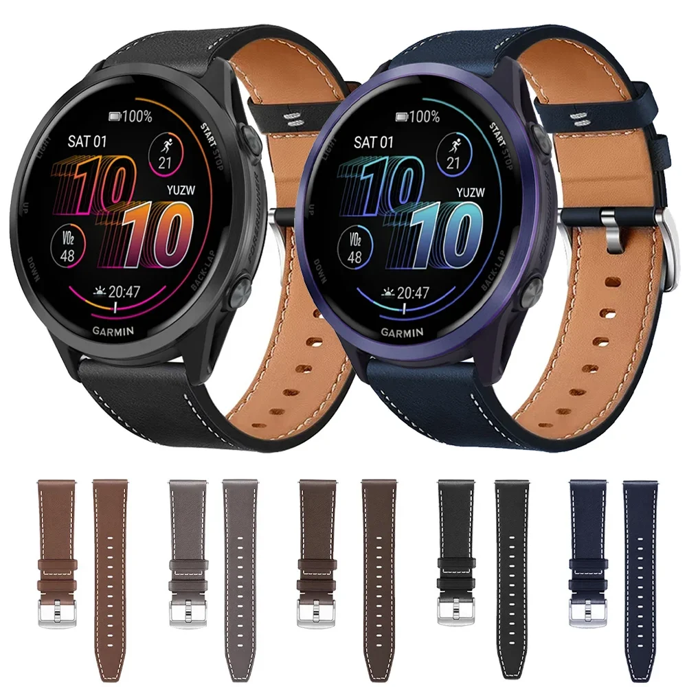 

Leather Strap for Garmin Forerunner 570 47mm 42mm 265 165 255 Music Band vívoactive 6 5 4 3/Venu 3 2/Sq 2/2Plus Bracelet Correa
