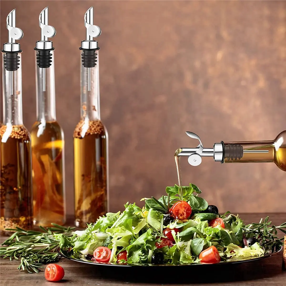 Weighted Stainless Steel Pourers Olive Oil Dispenser Spout Liquor Bottles Pourers Auto Flip Oil Dispenser (Silver,24Pcs)