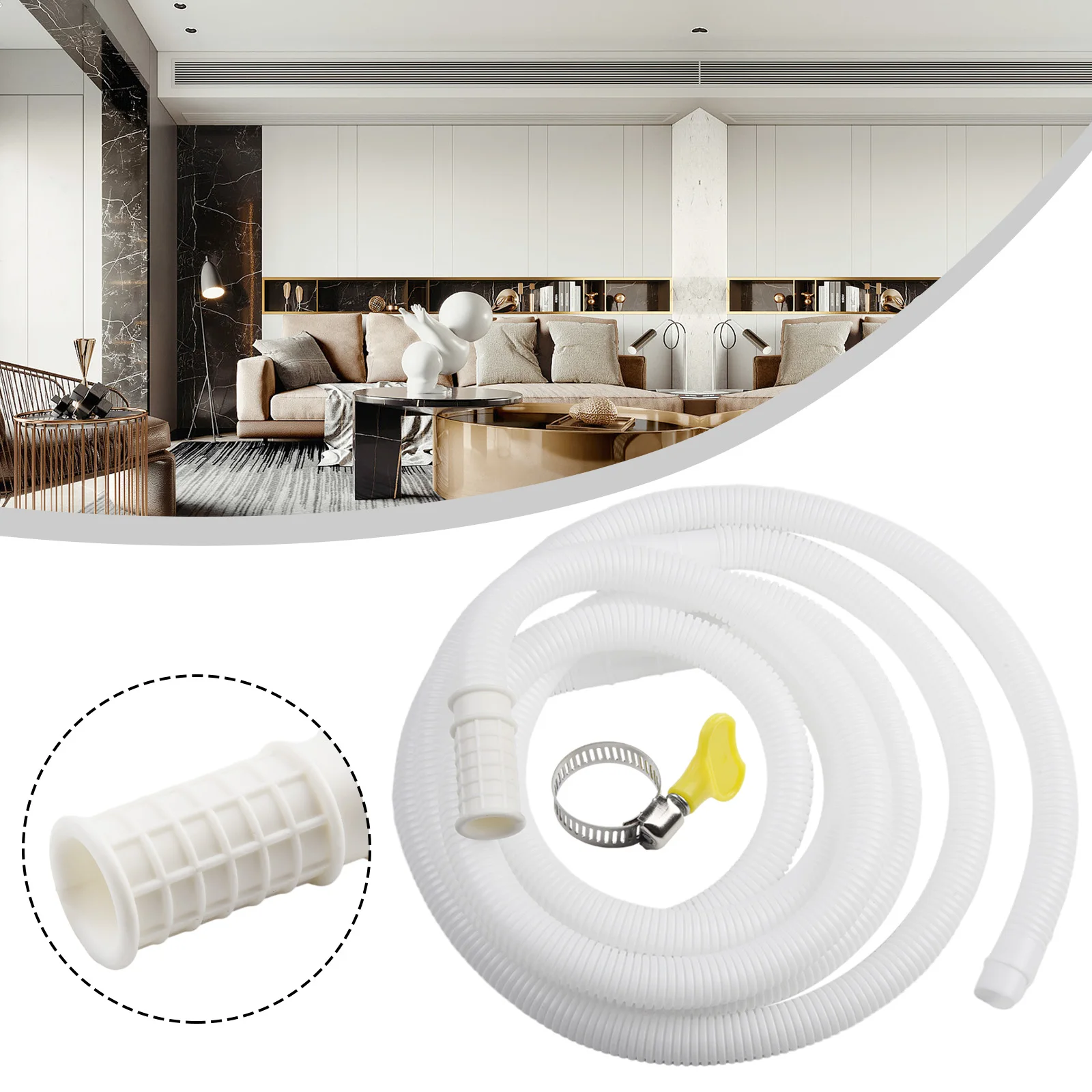 3 Meter Water Inlet Hose for Washing Machines and Air Conditioner Drain Hose Pipe with Stainless Steel Clamp for Secure Fit