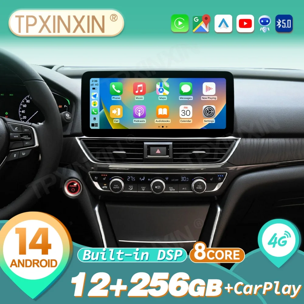 Radio Estéreo para Auto con Android Auto y Carplay, Reproductor Multimedia Automotriz con GPS y Navegación, Unidad Principal para Honda Accord 2018 2019 2020 2021 2022