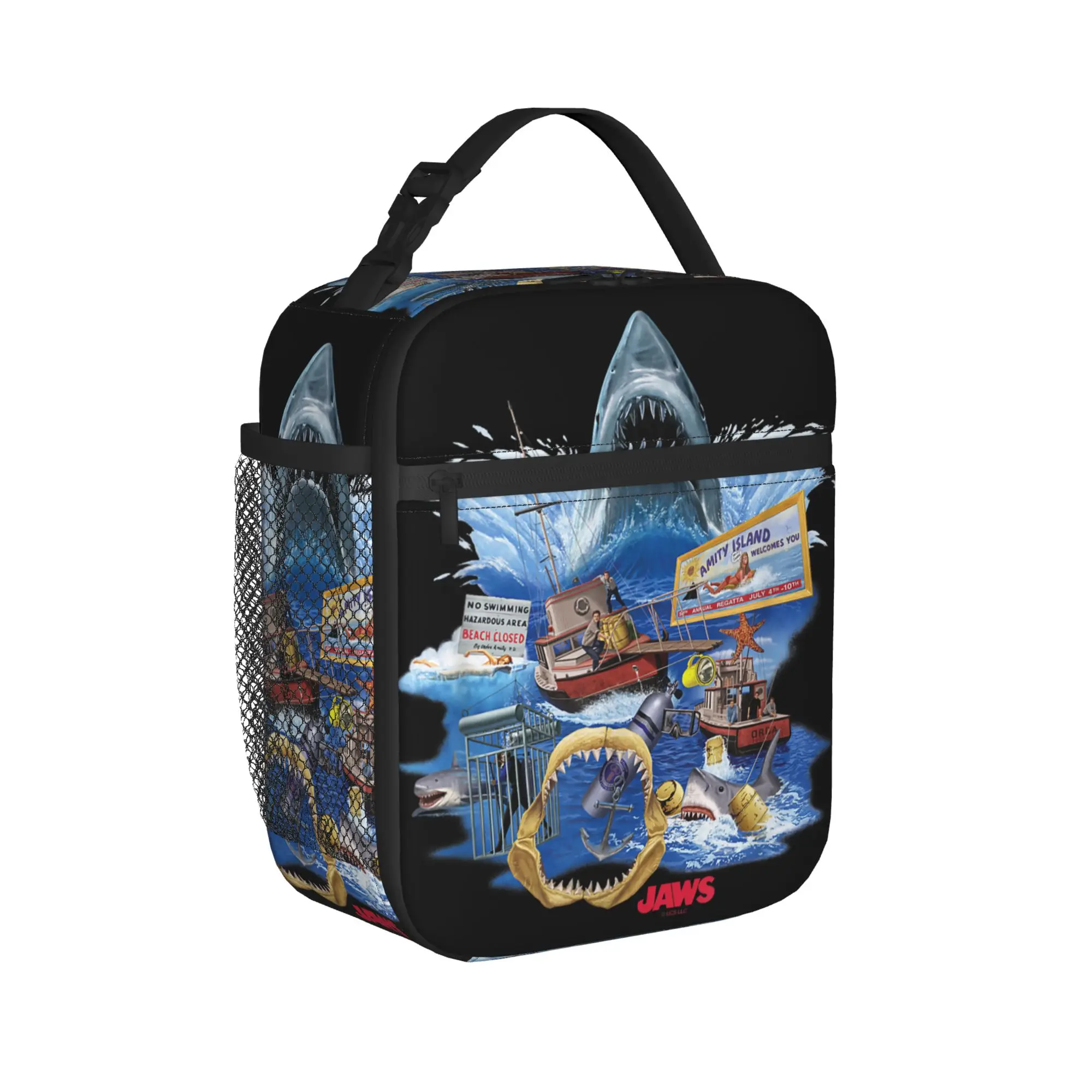 Jaws Film Poster Lunch Bag  Travel Lunch Box For Child  Casual Print Thermal Tote Handbags Waterproof Portable Cooler Bag