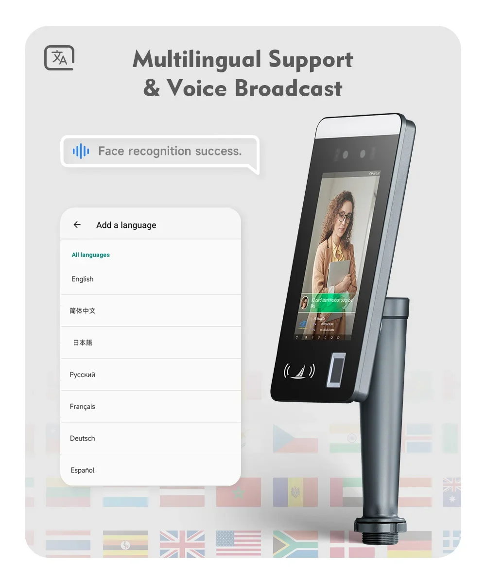 HfSecurity-Android Door Smart Locks, Controle de Acesso, Face Recognition Camera System, Tempo Attication, HF-FR07, 7"