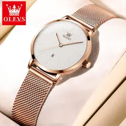 OLEVS Top Brand Original Waterproof Fashion Women's Wristwatch New Mesh Belt Casual Women Watch Simple Elegant Watch for Women