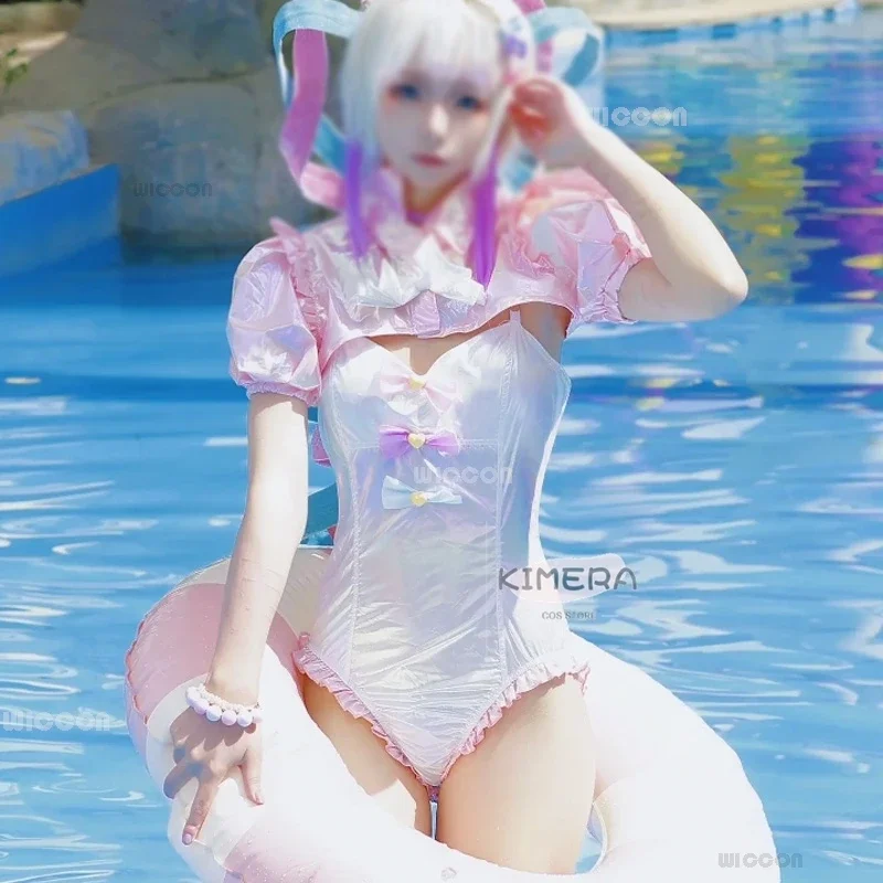 Juego NEEDY GIRL OVERDOSE KAngel, traje de baño de Cosplay, traje de baño láser de Anime, disfraces Doujin, trajes de juego de rol bonitos rosas, traje de Halloween