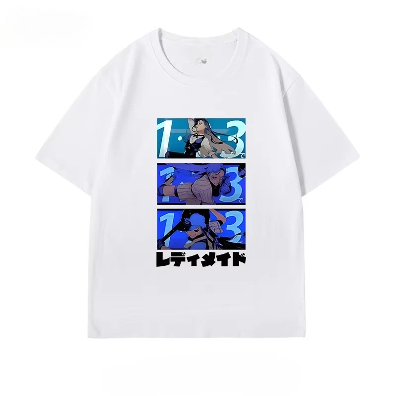 Ado Graphic Print Autumn Pure Cotton Men's and Women's T-shirt Short Sleeve Street Fashion Trend Clothing Harajuku Kawaii
