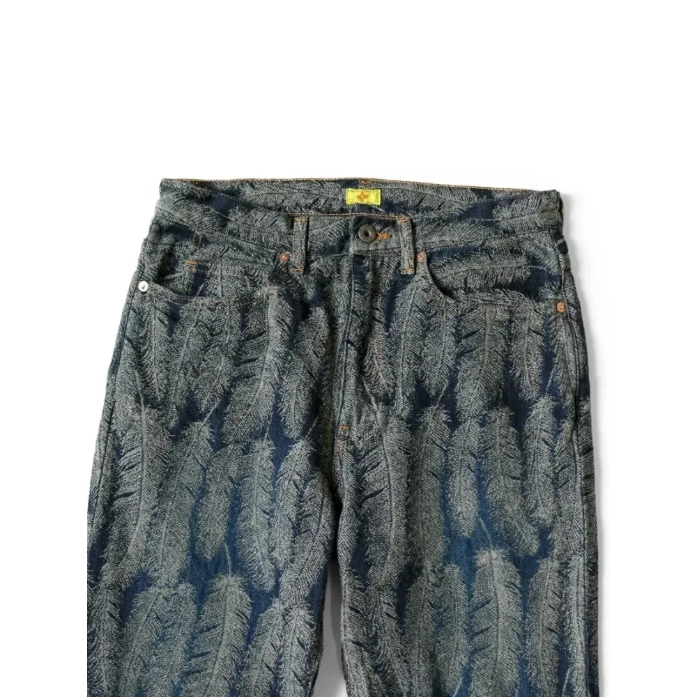 New Kapital Japanese Style Casual Loose Denim Jacquard Feather Flared Versatile Men's Pants