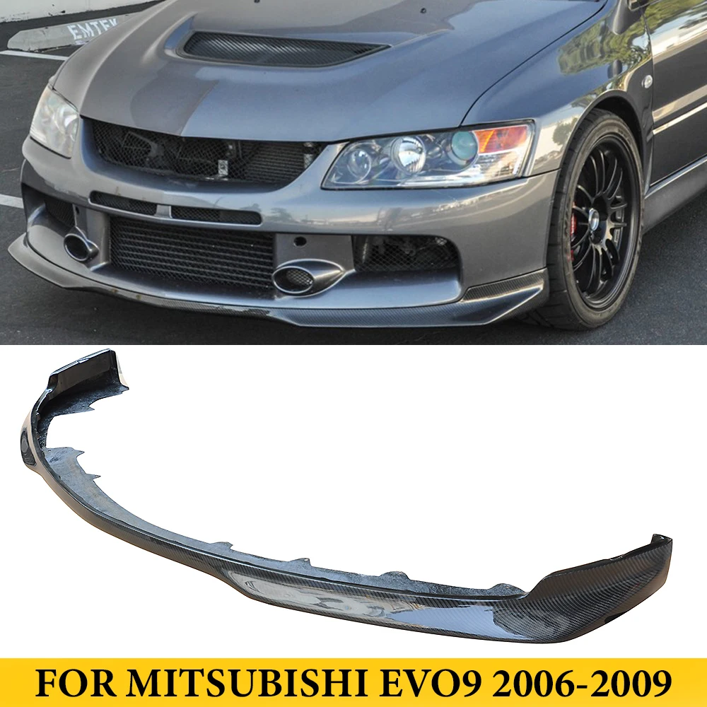 For Mitsubishi EVO9 2006-2009 Carbon Fiber Front Lip Bumper Spoiler Splitters Car Styling