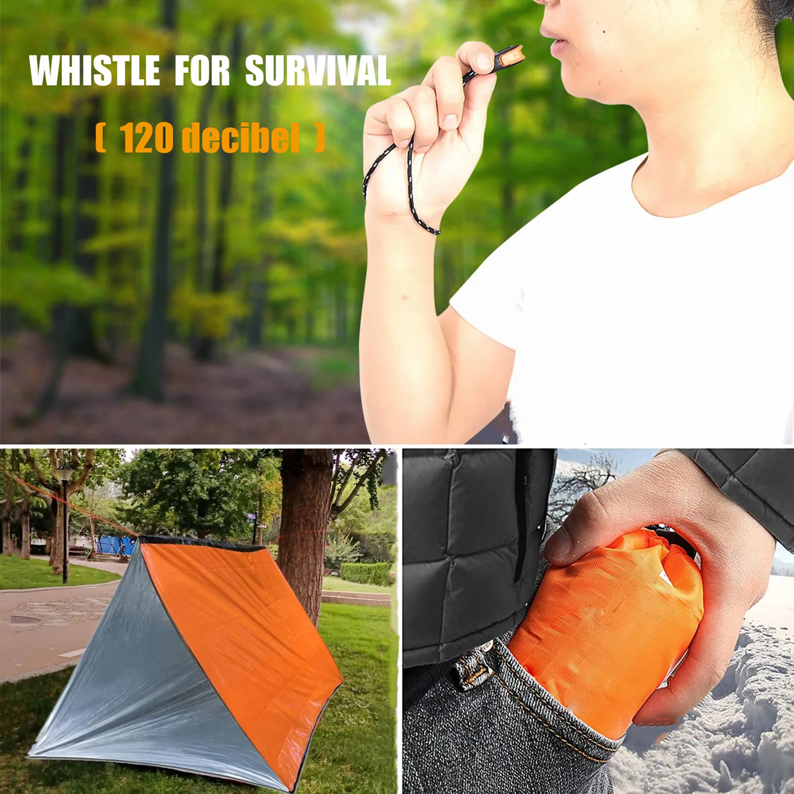 Emergency Survival Shelter Tent  Waterproof Mylar Thermal 2 Person Tube Tent for Hiking Camping Outdoor