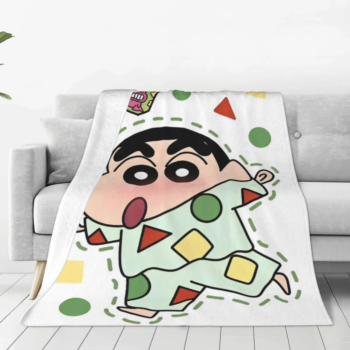 Miniso-Cobertor Kawaii para Sofá, Cadeira, Sofá, Capa de Cama, Colcha, Cama, Sofá, Cobertor Macio, Crayon Decorativo, Shin-chan