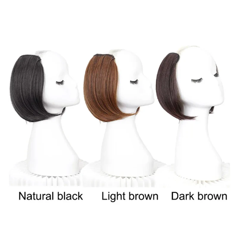 Synthetic Straight Short V-Shaped Half Wig for Women Natural Female  Black Brown Wigs Heat Resistant Synthetic Fake Hair