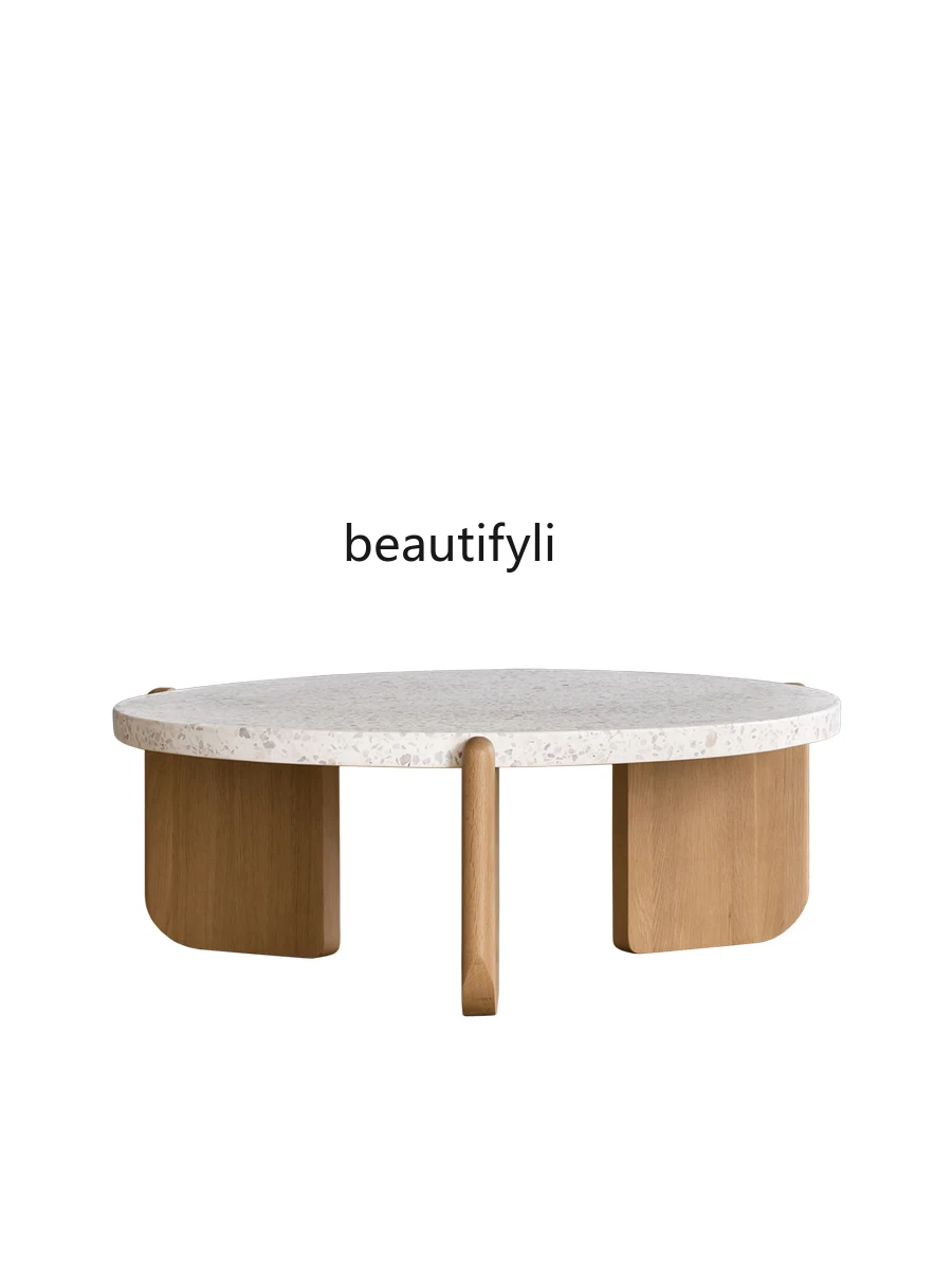 

Nordic and Japanese Style Simple Danish Design Minimalist Style Terrazzo Coffee Table round furniture living room