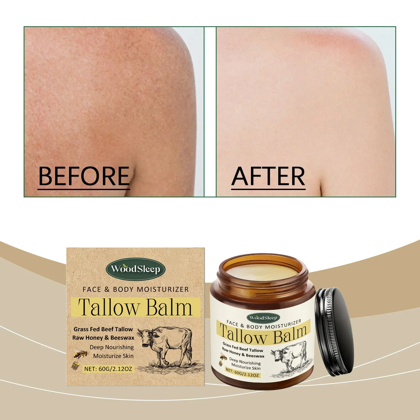 Tallow Balm Beef Tallow for Skin Organic Whipped Tallow and Honey Balm