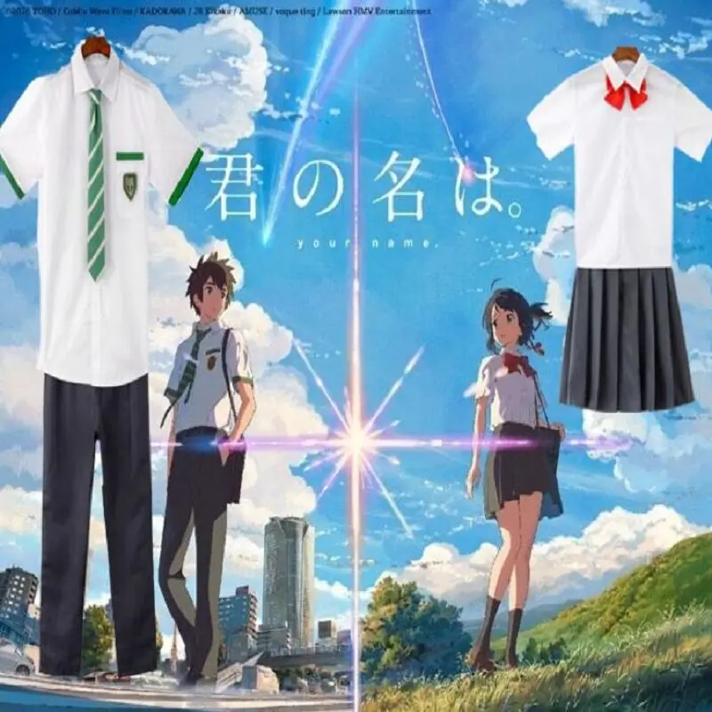 

Your Name Tachibana Taki Cosplay Costume Anime Kimi No Na Wa School Uniform Shirt Pants Skirt Tie Halloween Costume