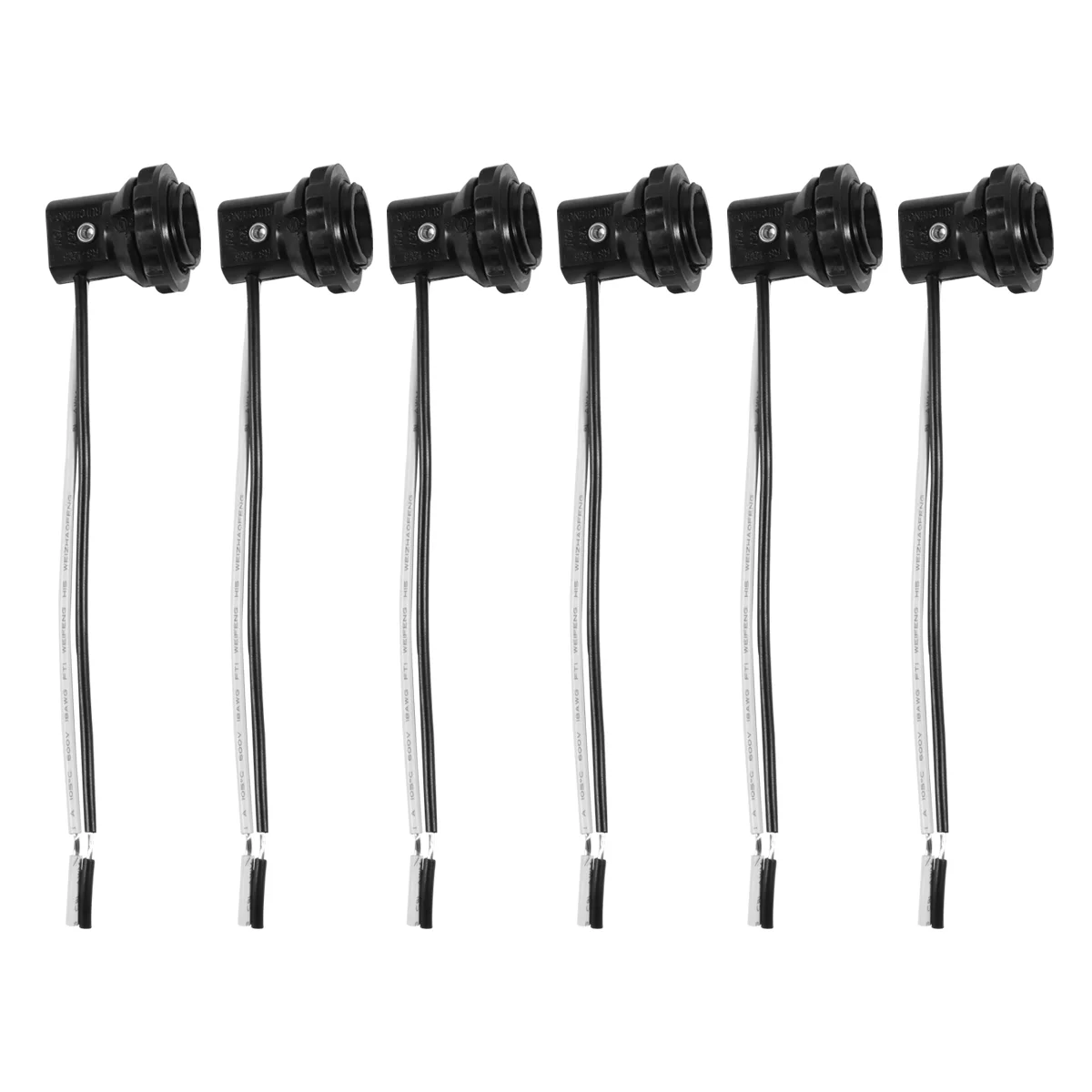 6pcs Black Holder E12 Lamp Holder Base Light Sockets with Wire Lampholders Base Wire Connector LED Light Accessory -1205