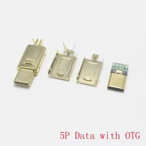 1x 4P/5Pin OTG USB Type-C Gold-plated Male Plug USBC DIY Self-repair Welding Charging Data Line Parts type C Connector for Phone