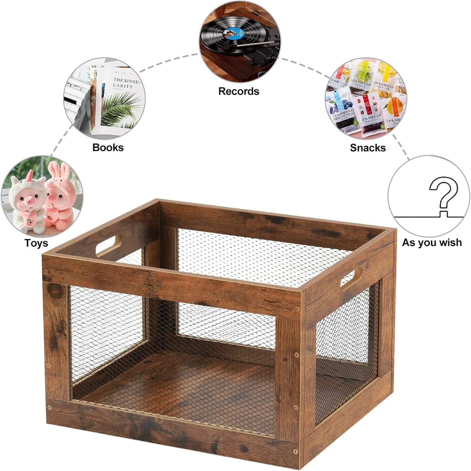 صندوق تخزين سجلات الفينيل الخشبي - يحمل 100 LPs، منظم مكعب لغرفة المعيشة والاستوديو والمكتب
