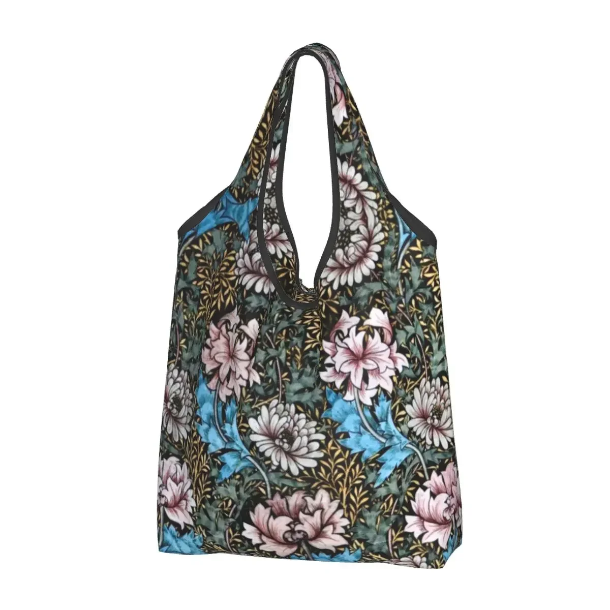 

Recycling Vintage William Morris Chrysanthemums Shopping Bag Women Tote Bag Portable Bohochic Floral Groceries Shopper Bags