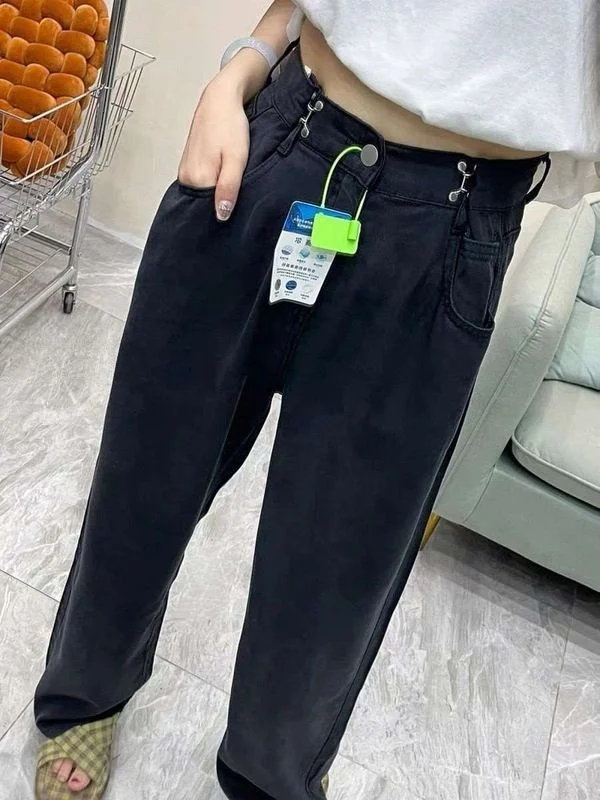 

Осенние джинсы для похудения большого размера с высокой талией из искусственной кожи Bla Cleanfit Sle, женские джинсы, повседневная одежда для девочек