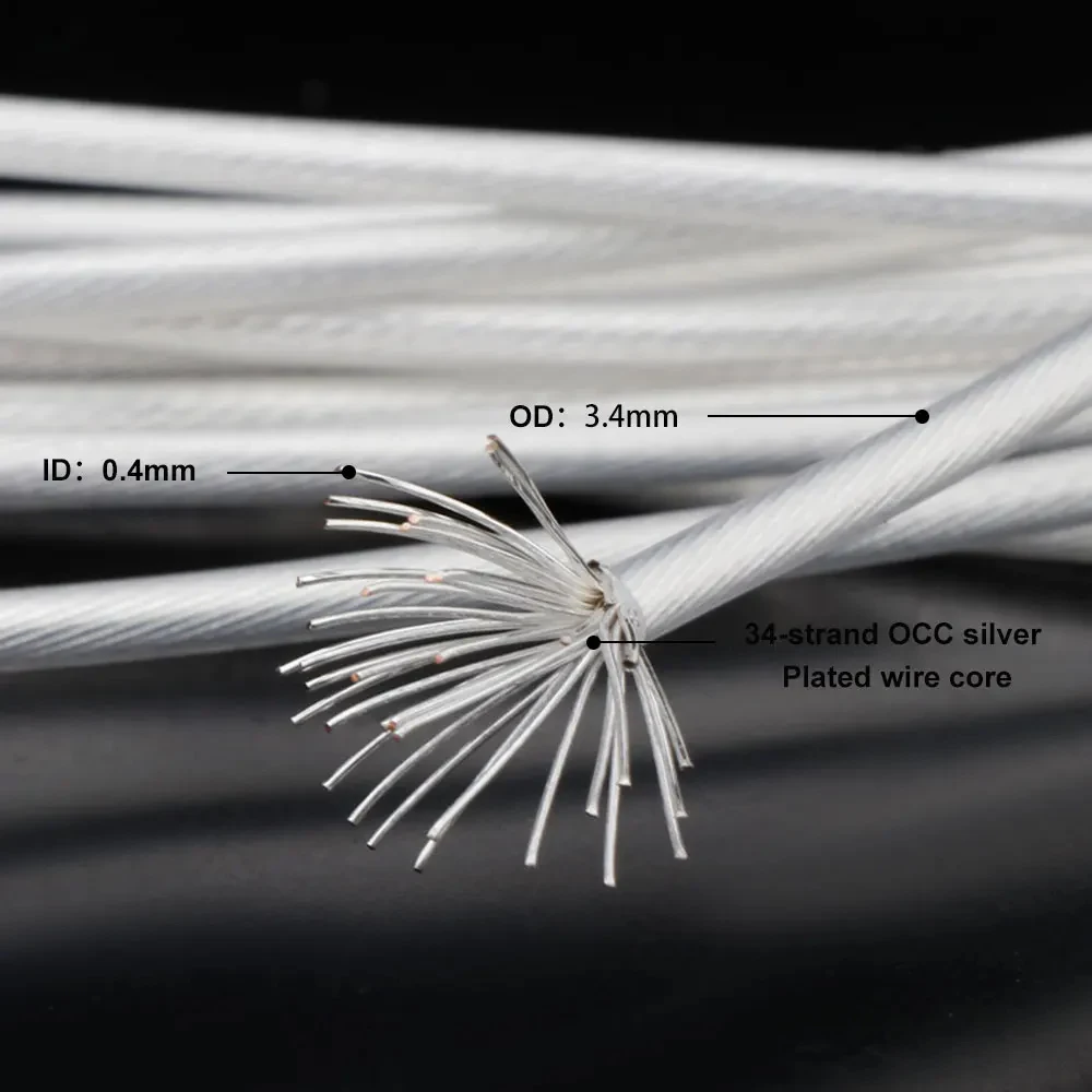 HiFi 7N クリスタル銅銀メッキ信号ケーブル HiFi オーディオイヤホンバルクワイヤー DIY イヤホンケーブル