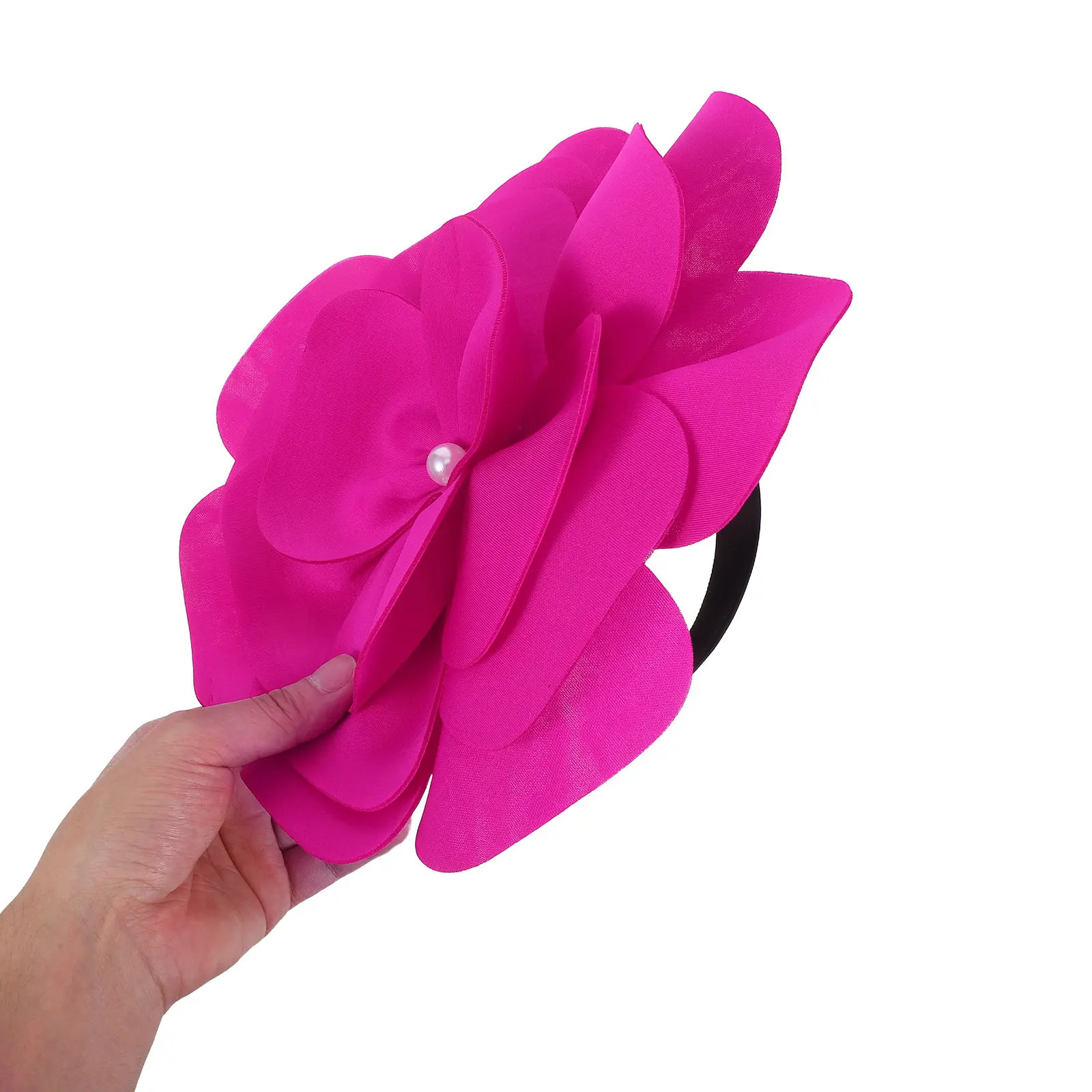 

Large Flower Bridal Headband Pearl Floral Fascinator Oversized Flower Hairband Wedding Garden Party Statement Headpiece