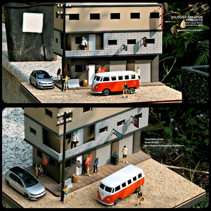 Simulación de edificio tridimensional, accesorios de micro fotografía creativos en miniatura, decoración de mesa de arena para paisajismo, 1/64