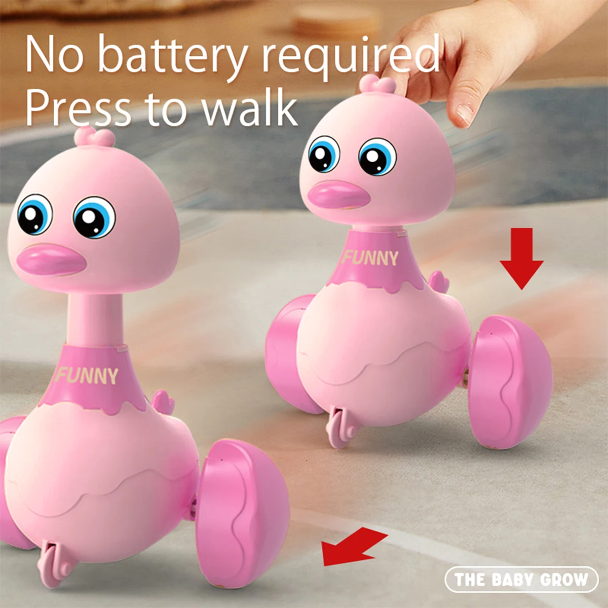 ของเล่นเป็ดโยกสำหรับเด็กเล็ก กดแล้ววิ่ง รถของเล่นสัตว์แบบเฉื่อย ดึงแล้ววิ่ง ของเล่นเสริมพัฒนาการสำหรับเด็กเล็ก เด็กชาย เด็กหญิง
