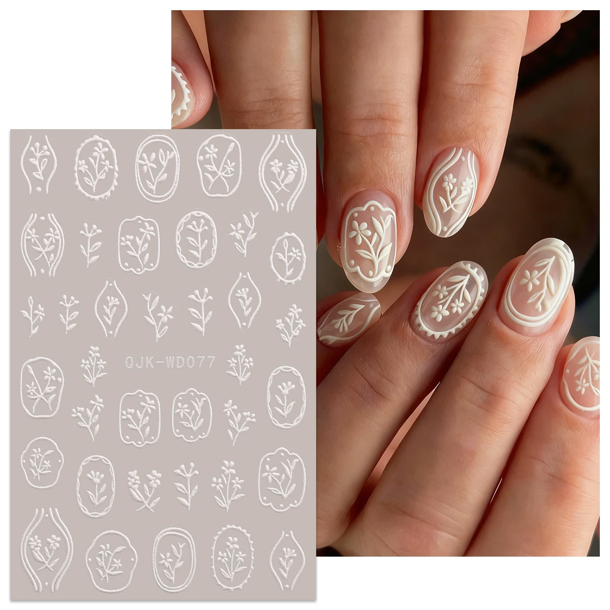 2 قطعة الربيع الرجعية التطريز النمط الرعوي تنقش ملصقات فن الأظافر ، رائعة 5D مسمار ملصقات فنية ، مسمار الديكور ، DIY بها بنفسك ، هدية #5