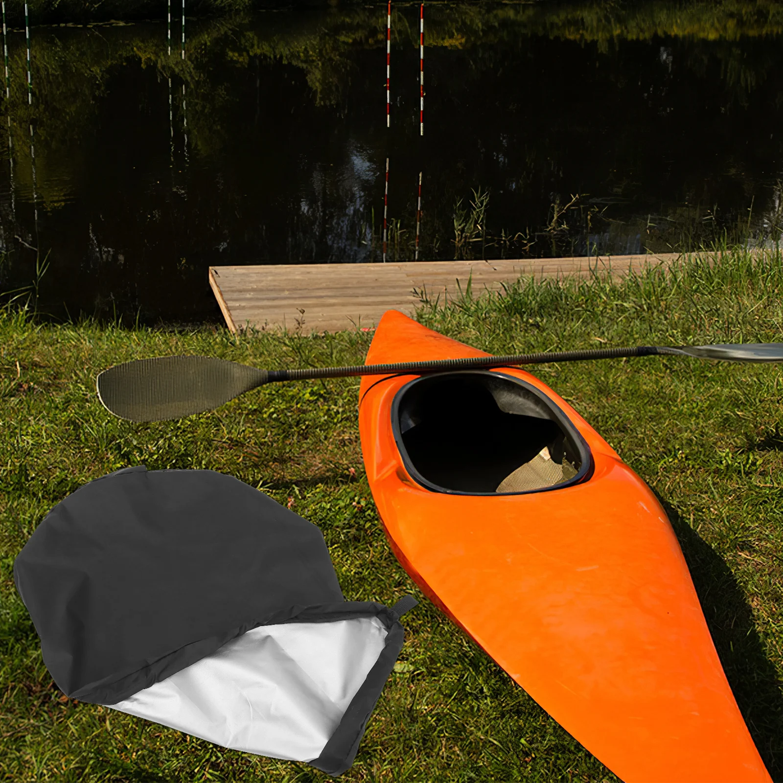 

Kayak Seat Cover Heavy Duty Waterproof Tear Resistant Polyester Uv Protection for Kayak Shield Outdoor Boat Cover Size M