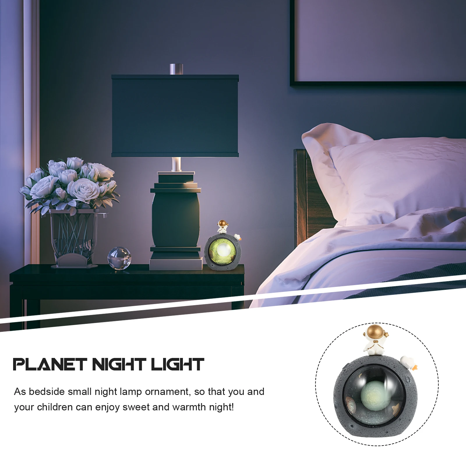 

Resin Astronaut Planet Night Light USB Creative Lamp Decor Bedroom naments Lovely Home Decor Child Desk Bedside Lamp Adorn