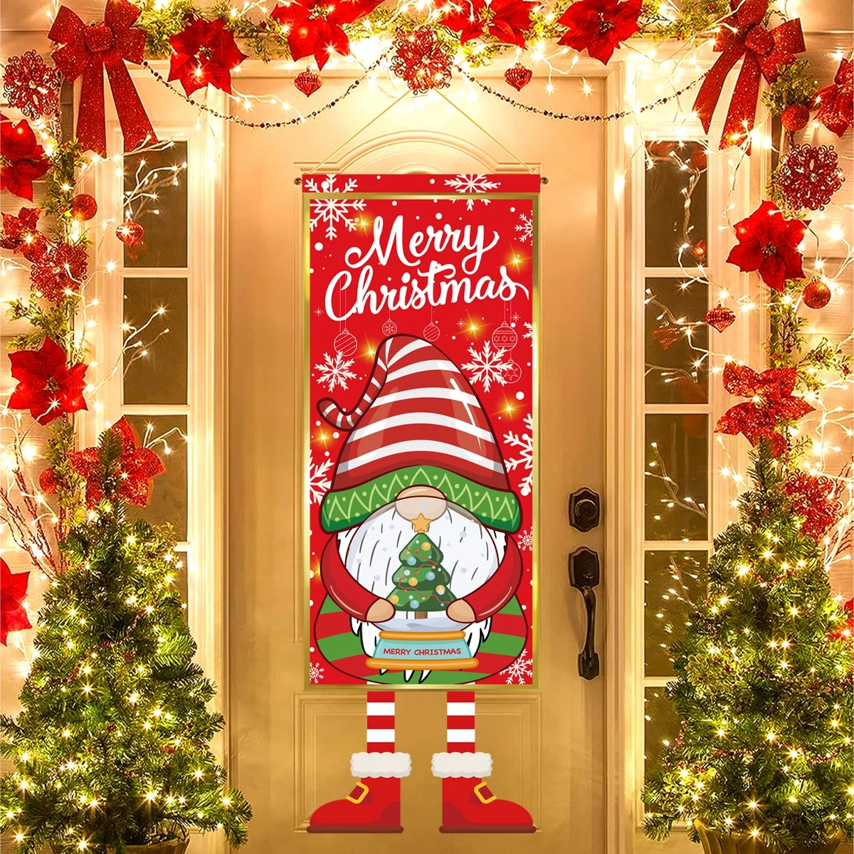 علم معلق لعيد الميلاد لباب الشرفة ، ديكور المنزل ، زخرفة ، هدايا عيد الميلاد ، السنة الجديدة ، ، من من من من الخارج