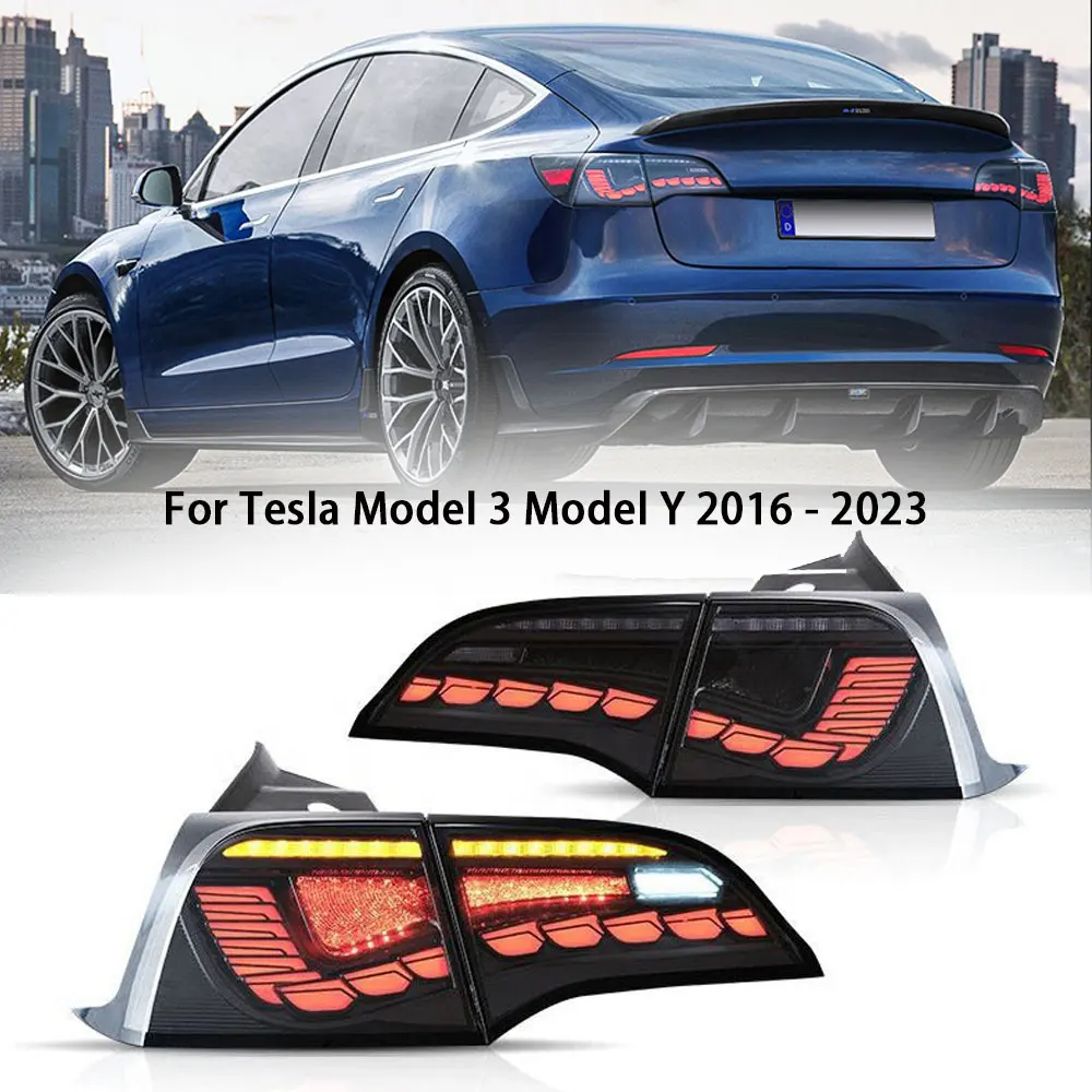 

Задние фонари в сборе, задние фонари для Tesla Model 3, модель Y 2017-2023, модифицированные задние фонари для потоковой трансляции