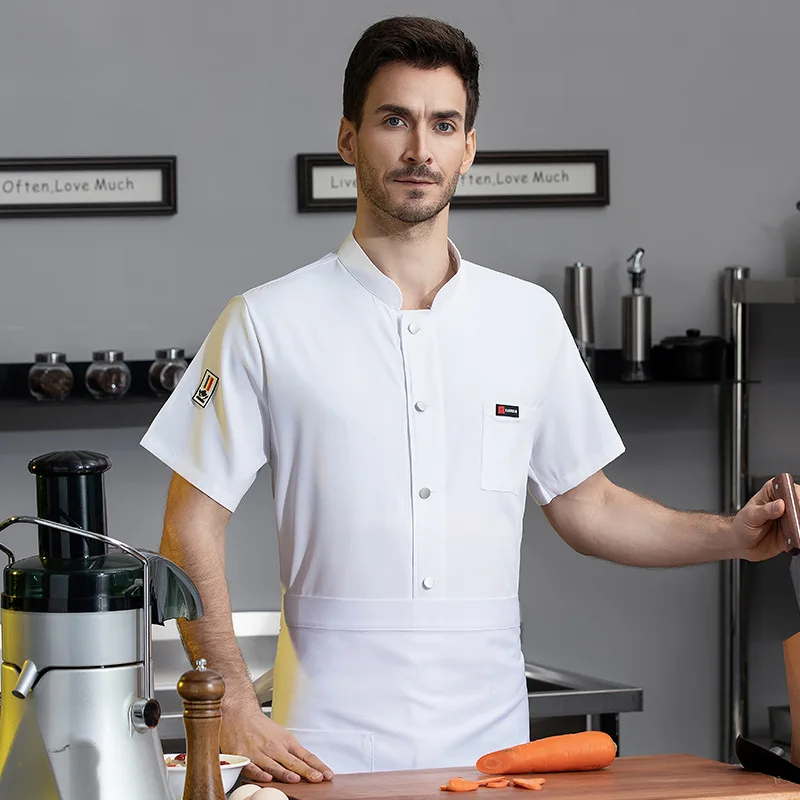 西洋レストランバーベキューショップ従業員シャツホテルレストラン食堂キッチン作業服半袖夏薄いシェフジャケット