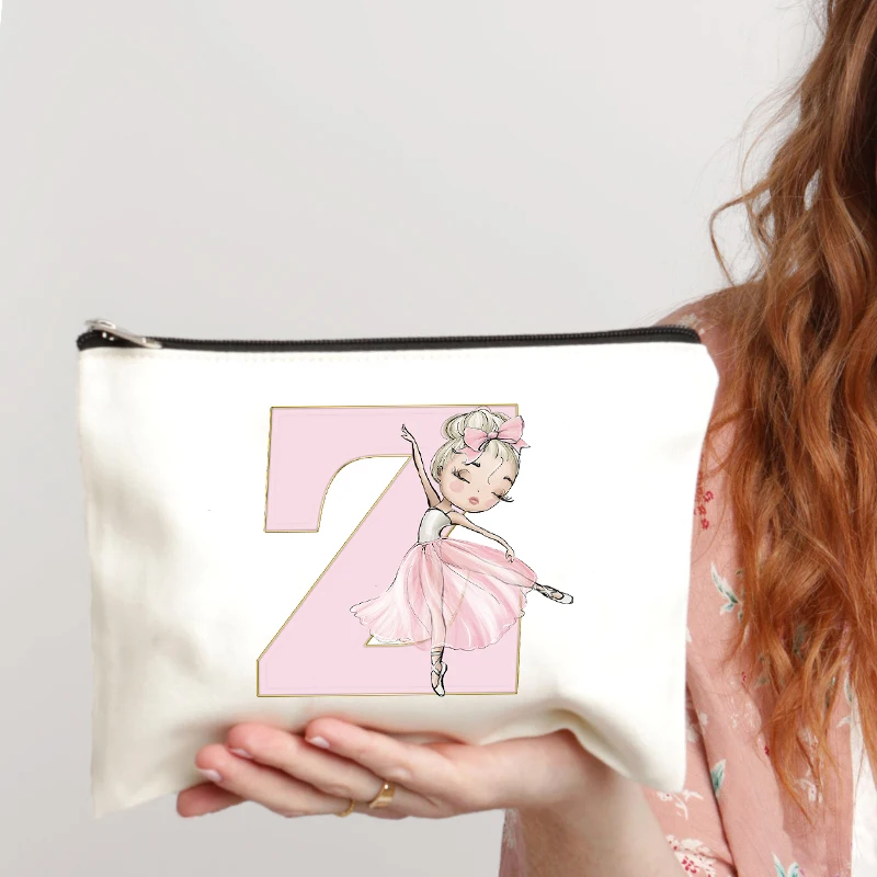 Ballet Girls Cartoon modello iniziale borsa per il trucco borsa per cosmetici pochette portatile per articoli da toeletta regalo per ragazze