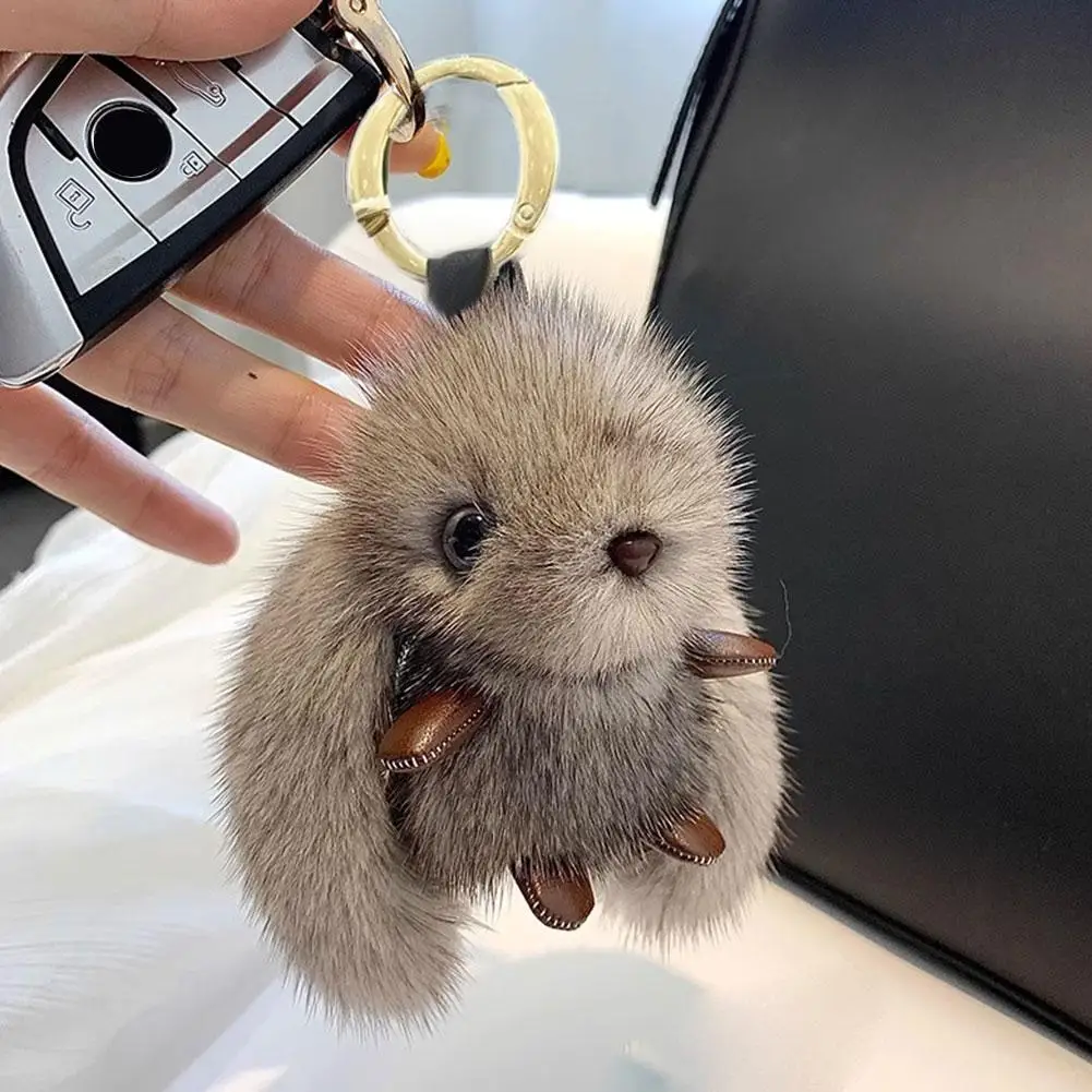

Mini Plush Rabbit Keychain Car Pendant Bag Charm Hanging Decoration Ear Down Rabbit Toy
