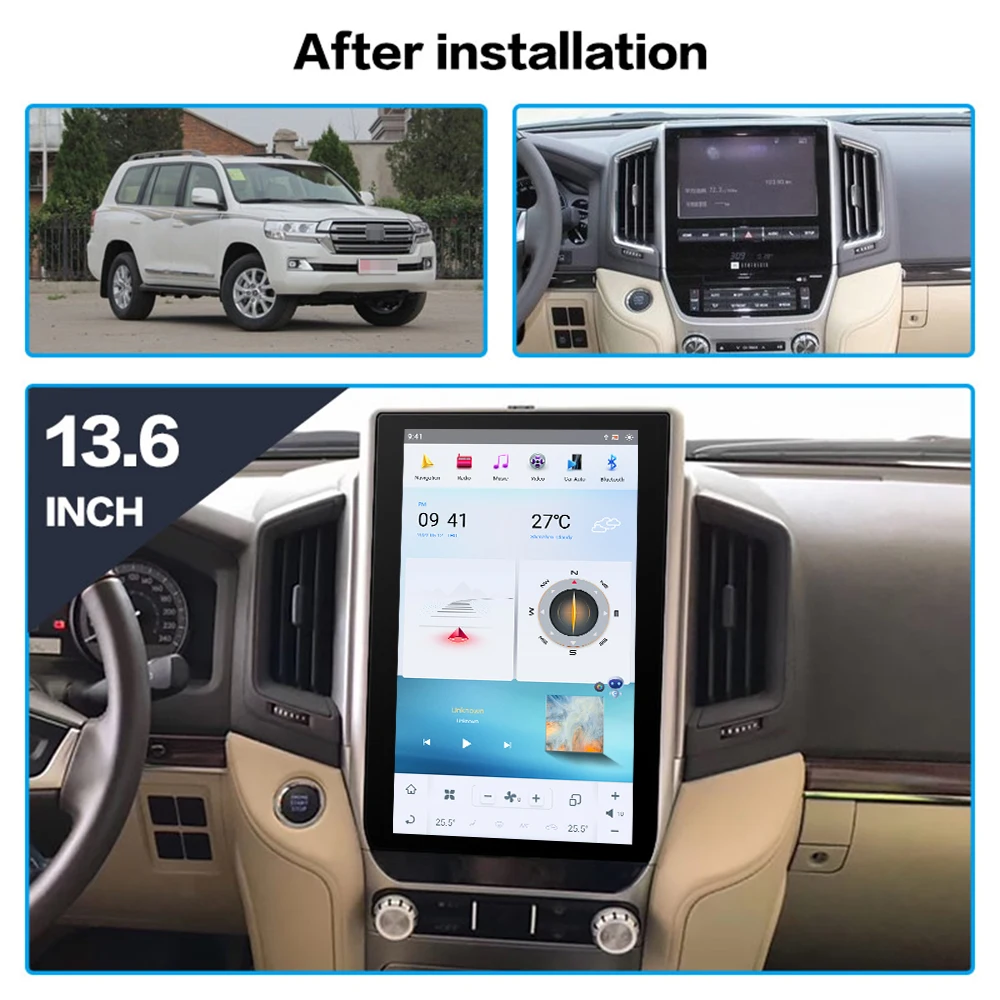 13.6 Inch 8 Core Qualcomm Android Car Multimedia Automotive Radio For Toyota Land Cruiser LC200 2016~2018 GPS Navi Head Unit