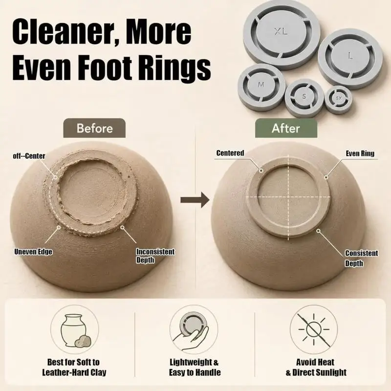 5 Sizes Pottery Foot Ring Template Consistent Base Ring Mold Lightweight Ceramic Clay Trimming Tool DIY Ceramic Making Supplies