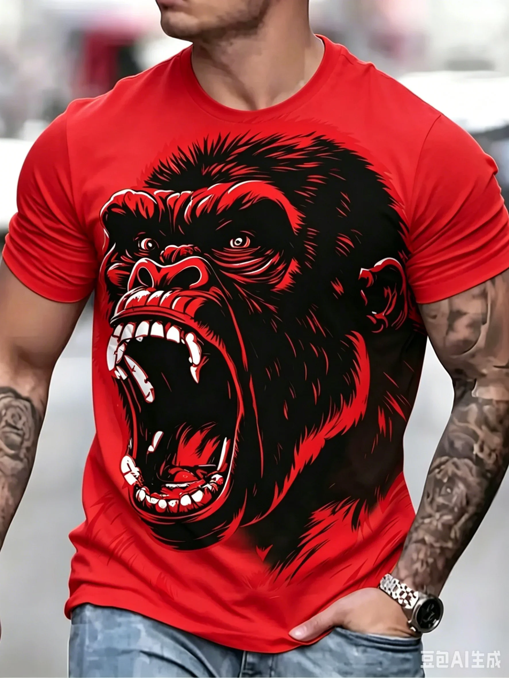 Fashion Gorilla Bold Graphic T Shirt 3D Wild Animal Print Men T-shirt Summer Casual Short Sleeve Tops Trend Cool Streetwear