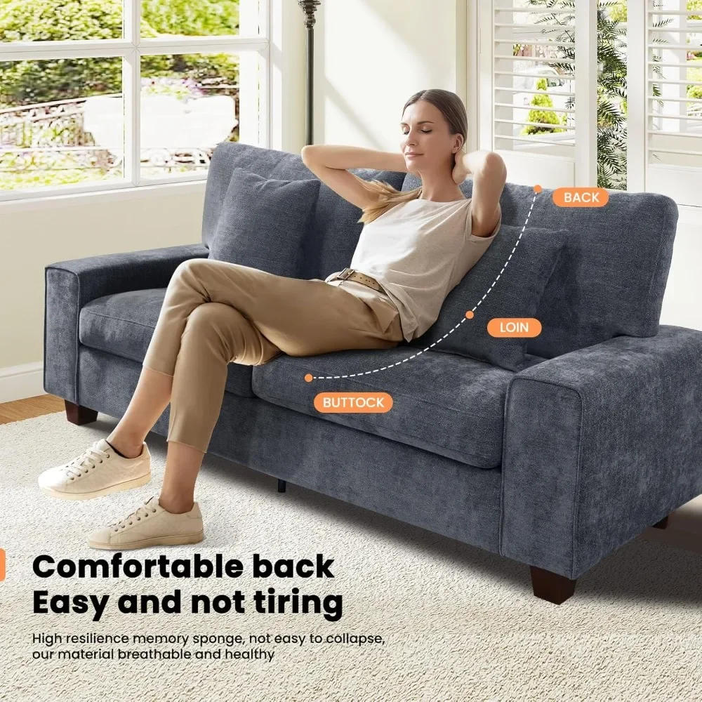 أريكة شانيل مع وسادتين، مقعد حب صغير حديث لغرفة المعيشة، 3 مقاعد، 4.2 بوصة #3