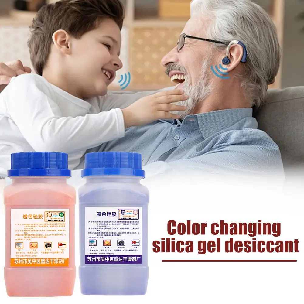 500 جرام قابلة لإعادة الاستخدام هلام السيليكا الخرز امتصاص الرطوبة المنتج الإلكتروني المجففة مزيل الرطوبة الأزرق/البرتقالي لكل صندوق