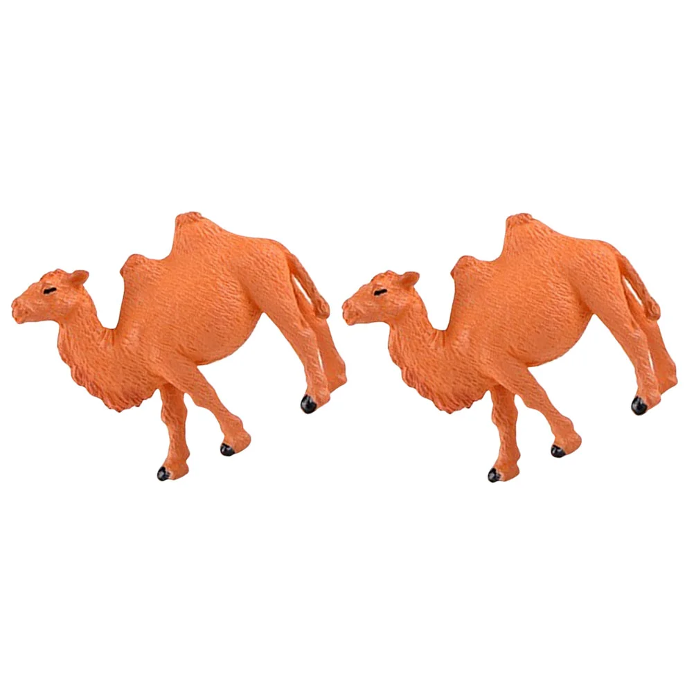 

2 Pcs Cute Camel Ornaments Decor Desktop Adorn Figurine Animals Plastic Mini Toys Tiny Plant