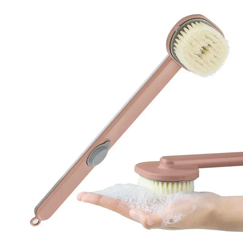 Brosse de douche à long manche, gIslande du corps, bain du dos, massage avec cheveux doux, livres corporels, stockage de gel douche