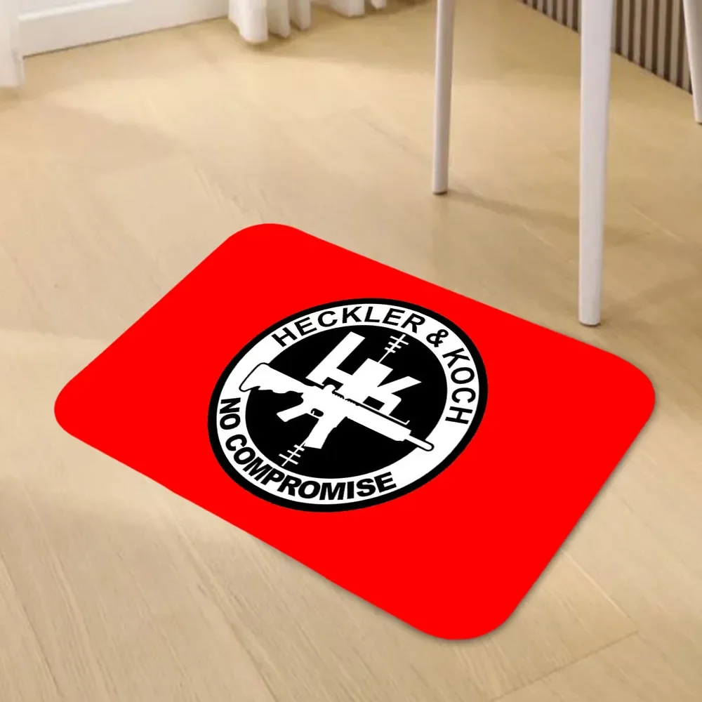 Stylish Heckler & Koch Logo Floor Mat - No Compromise Design for Home Décor, Perfect for Gun Enthusiasts and Modern Interiors