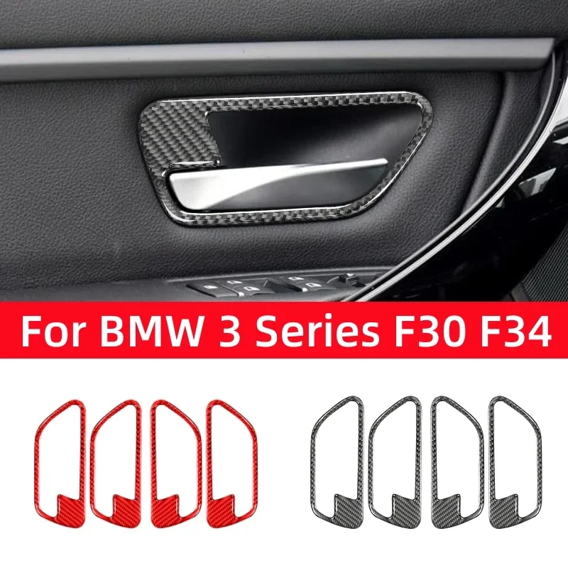 For BMW 3 Series GT F30 F34 2013-2018 Accessories Carbon Fiber Interior Car Door Handle Trim Frame Cover Decoration Stickers