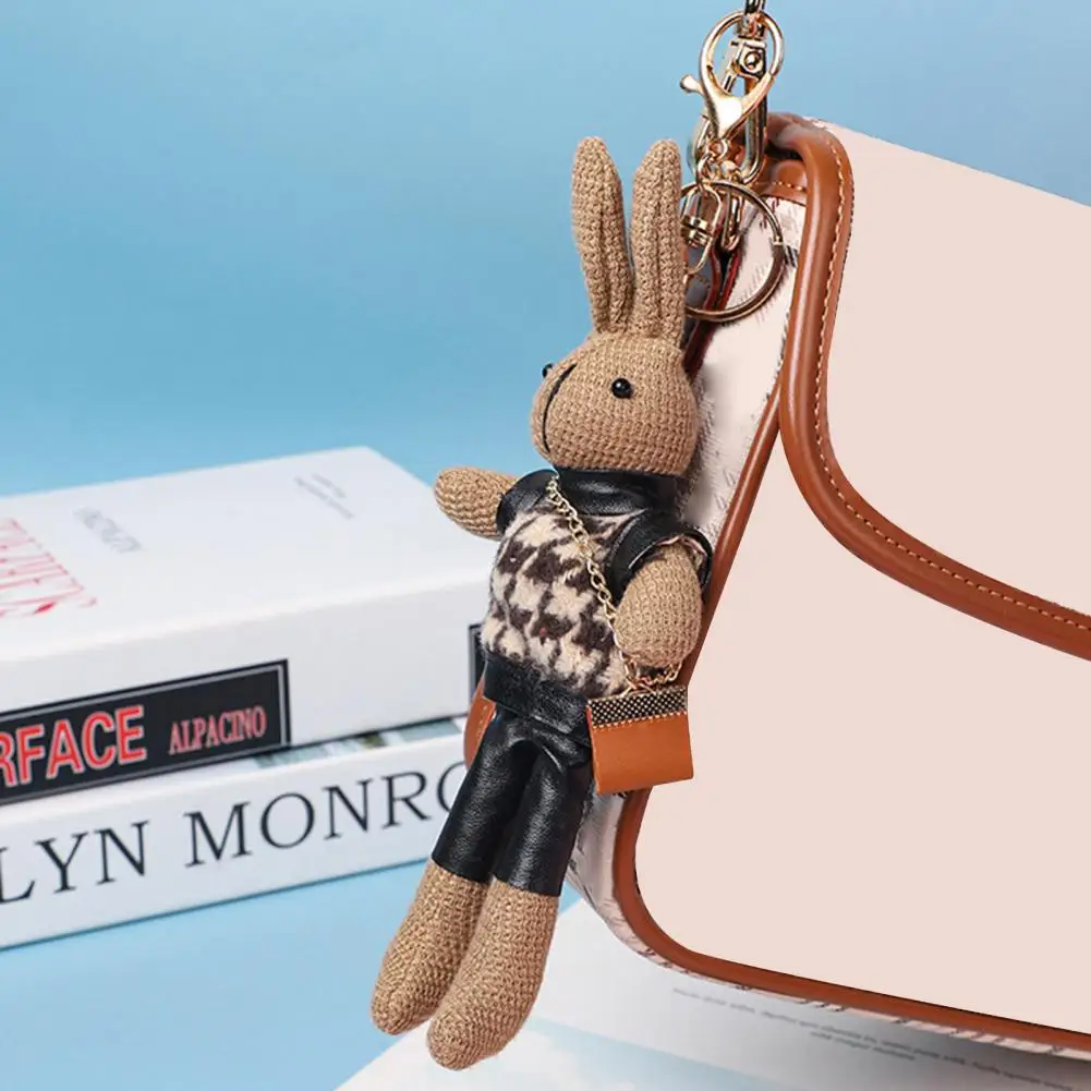 Rabbit Keychain  Wear-resistant Animal Design PP Cotton  Cute Rabbit Plush Keychain Handbag Accessory