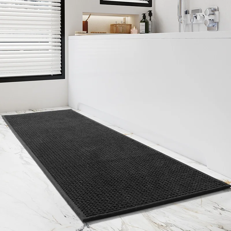 

Long Rug Next To The Bathtub Chenille Woven Bath Mats Shower Room Water-absorbent Non-slip Foot Mat Bathroom Carpet