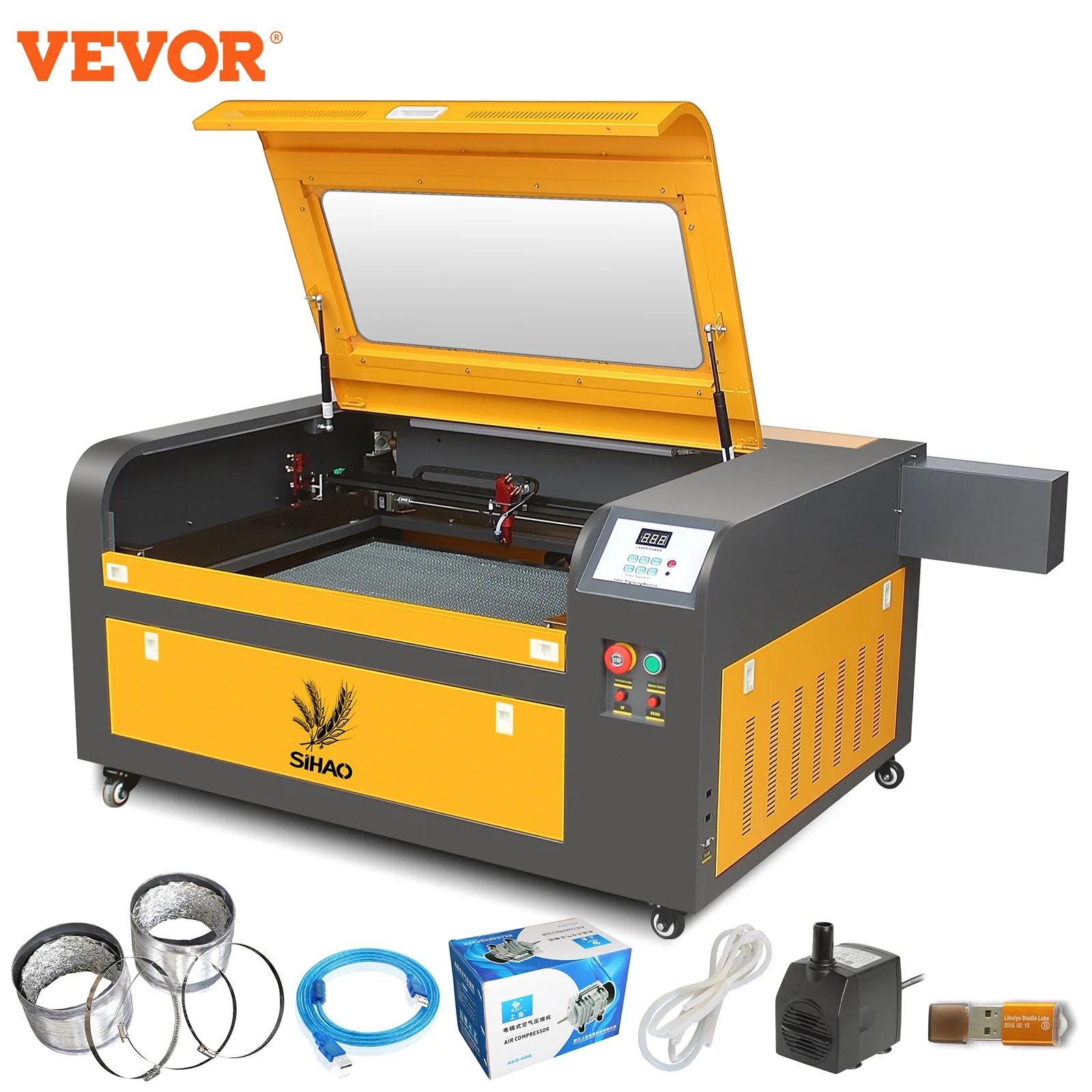 VEVOR CO2 Laser Engraver 50W-100W Laser Engraving Carving Print  Machine Dual Channel With Accessories For Acrylic Wood Artwork