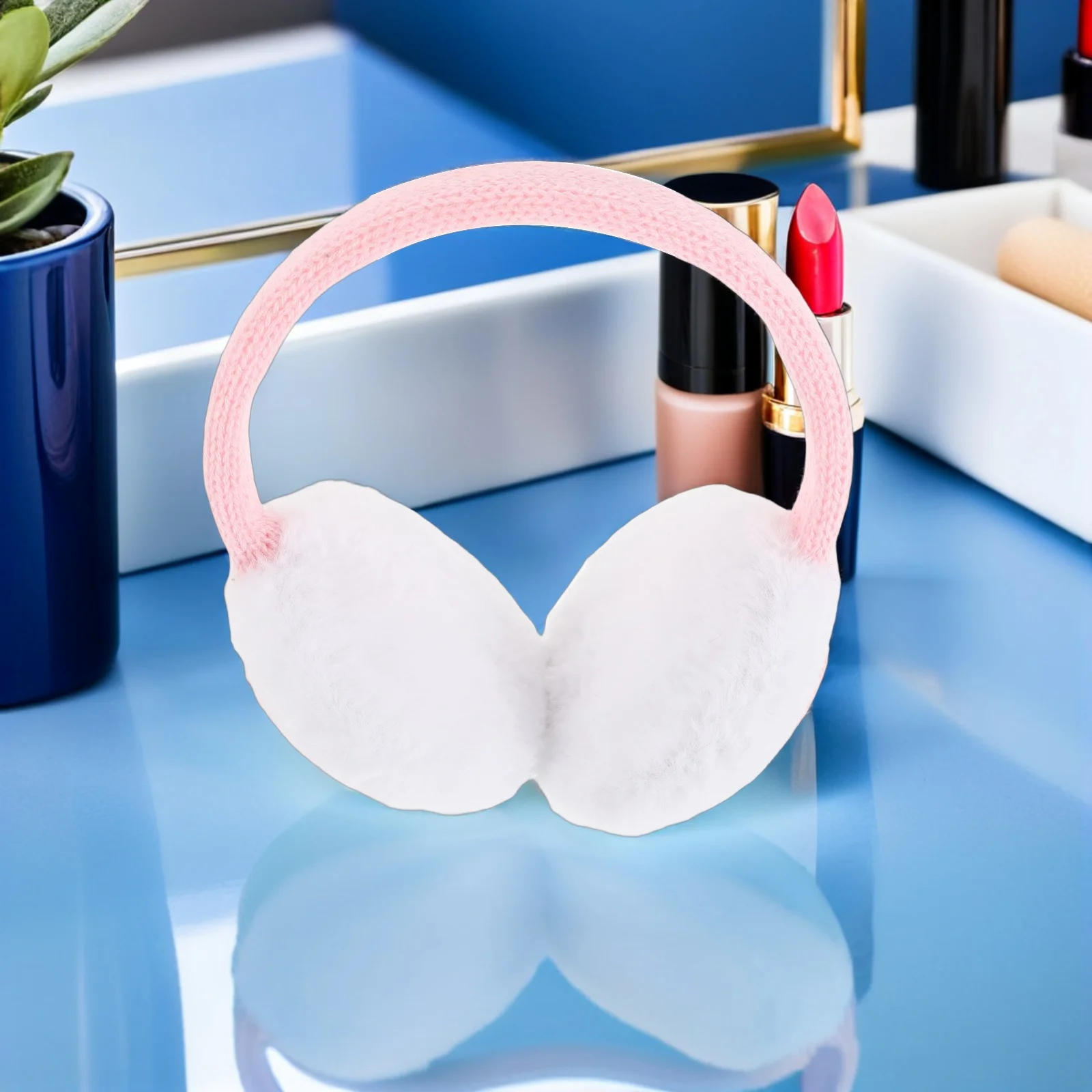 女性用暖かいヘッドバンドイヤーマフ - キュートなピンクの柔らかく軽量なイヤーウォーマー - 寒い天候の屋外での理想的な冬用アクセサリー