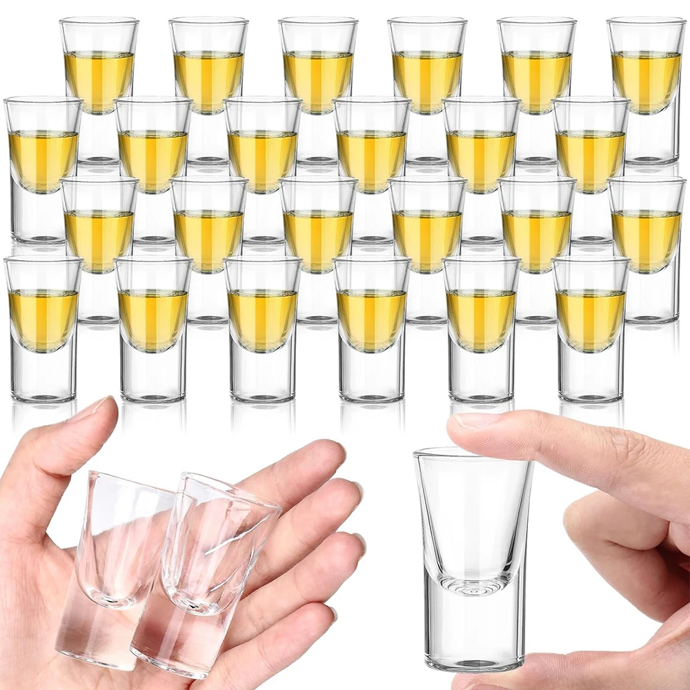 Conjunto de Mini Copos de Shot HeY LiLac Transparentes e Fofos para Whisky, Tequila, Vinho e Outros Destilados, com Base Pesada